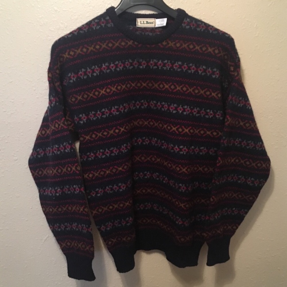 LL Bean Vintage 100% Wool Sweater Made in Scotland